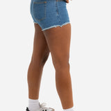 Liquor N Poker Topeka Blue Mid - Rise Denim Short With Raw Edge - Liquor n Poker