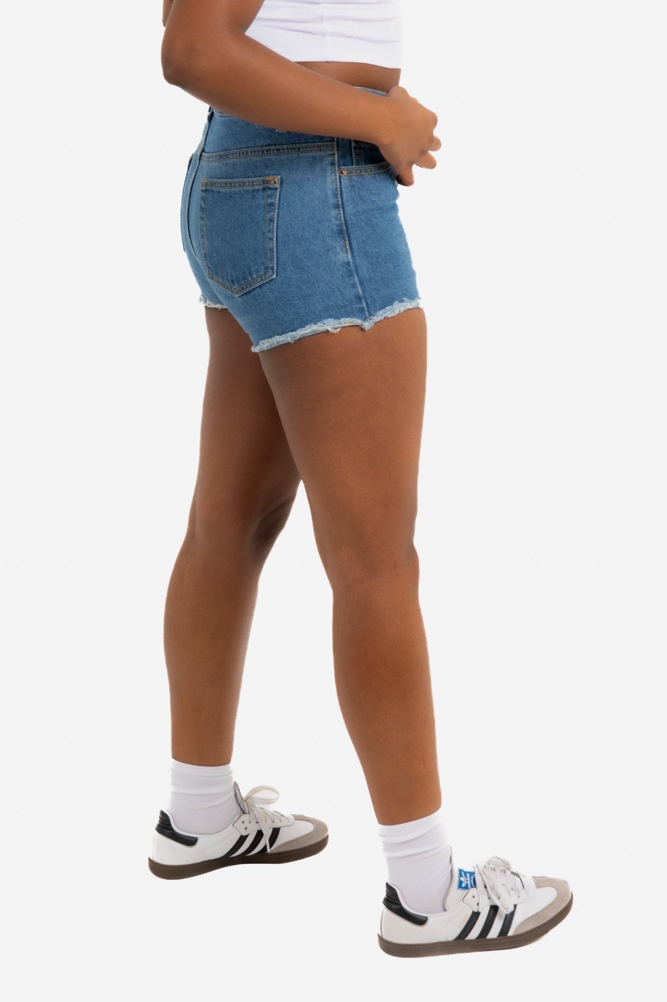 Liquor N Poker Topeka Blue Mid - Rise Denim Short With Raw Edge - Liquor n Poker