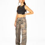 Liquor N Poker Washed Pink Tint Straight Leg Cargo - Liquor n Poker