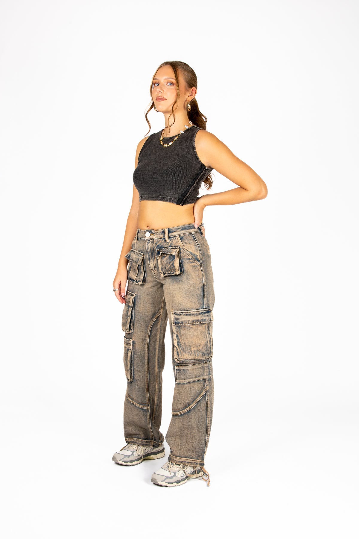 Liquor N Poker Washed Pink Tint Straight Leg Cargo - Liquor n Poker