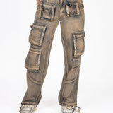 Liquor N Poker Washed Pink Tint Straight Leg Cargo - Liquor n Poker