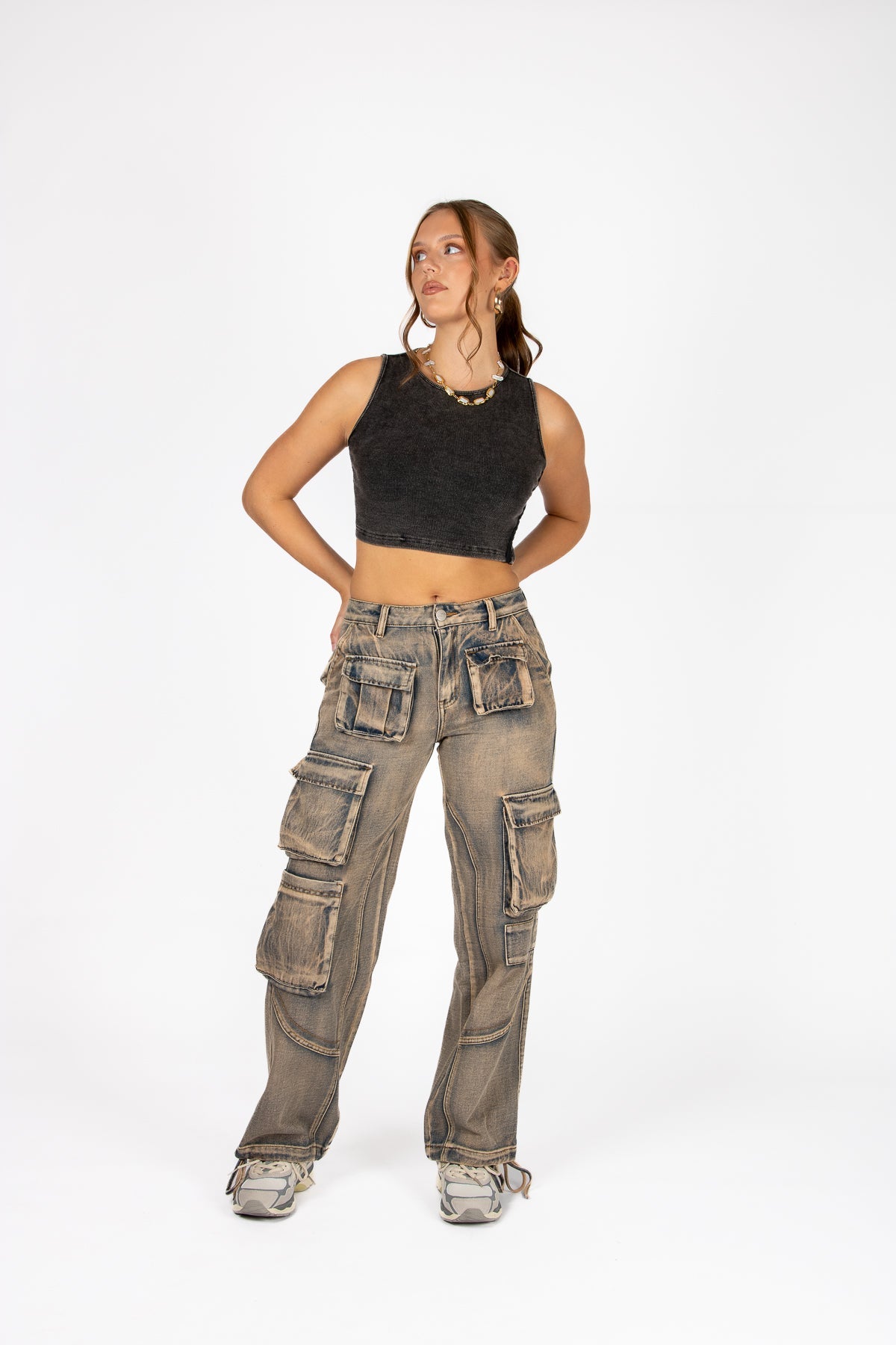 Liquor N Poker Washed Pink Tint Straight Leg Cargo - Liquor n Poker