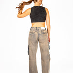 Liquor N Poker Washed Pink Tint Straight Leg Cargo - Liquor n Poker