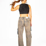 Liquor N Poker Washed Pink Tint Straight Leg Cargo - Liquor n Poker