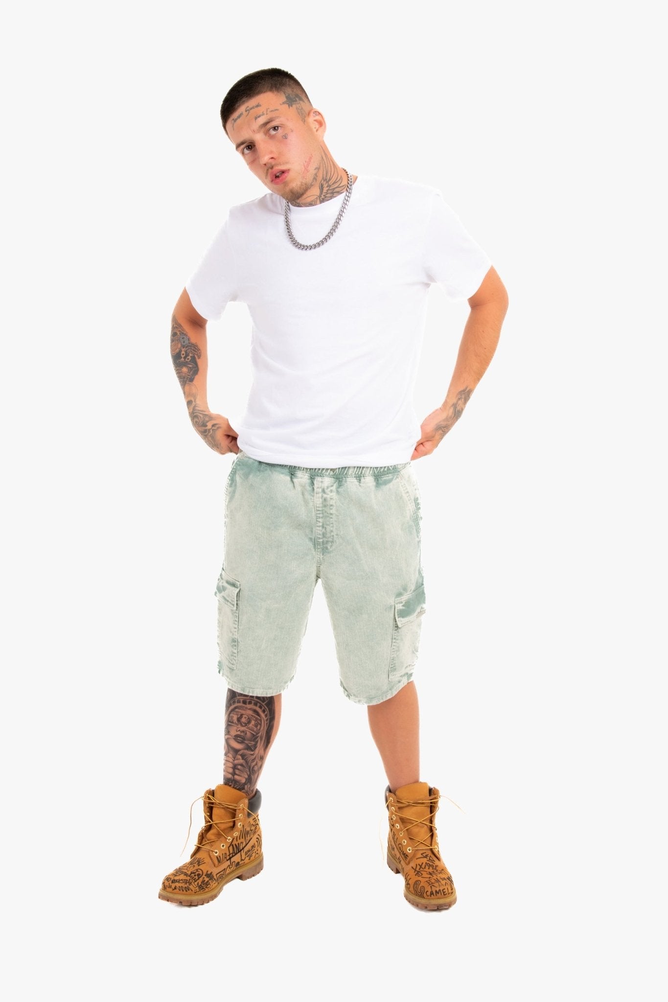 LNP ACID GREEN CORDUROY CARGO SHORTS - Liquor n Poker