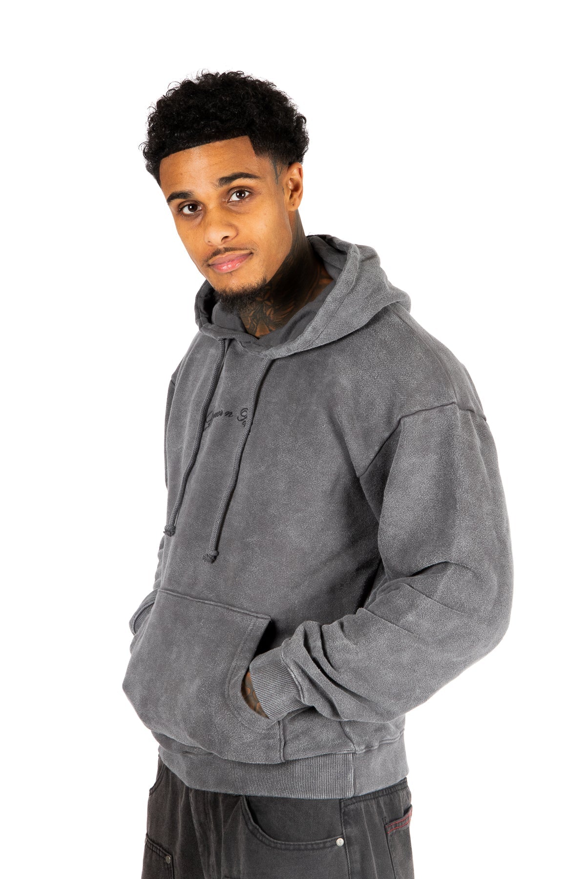 LNP Acid Grey Faded Text Hoodie - Liquor n Poker