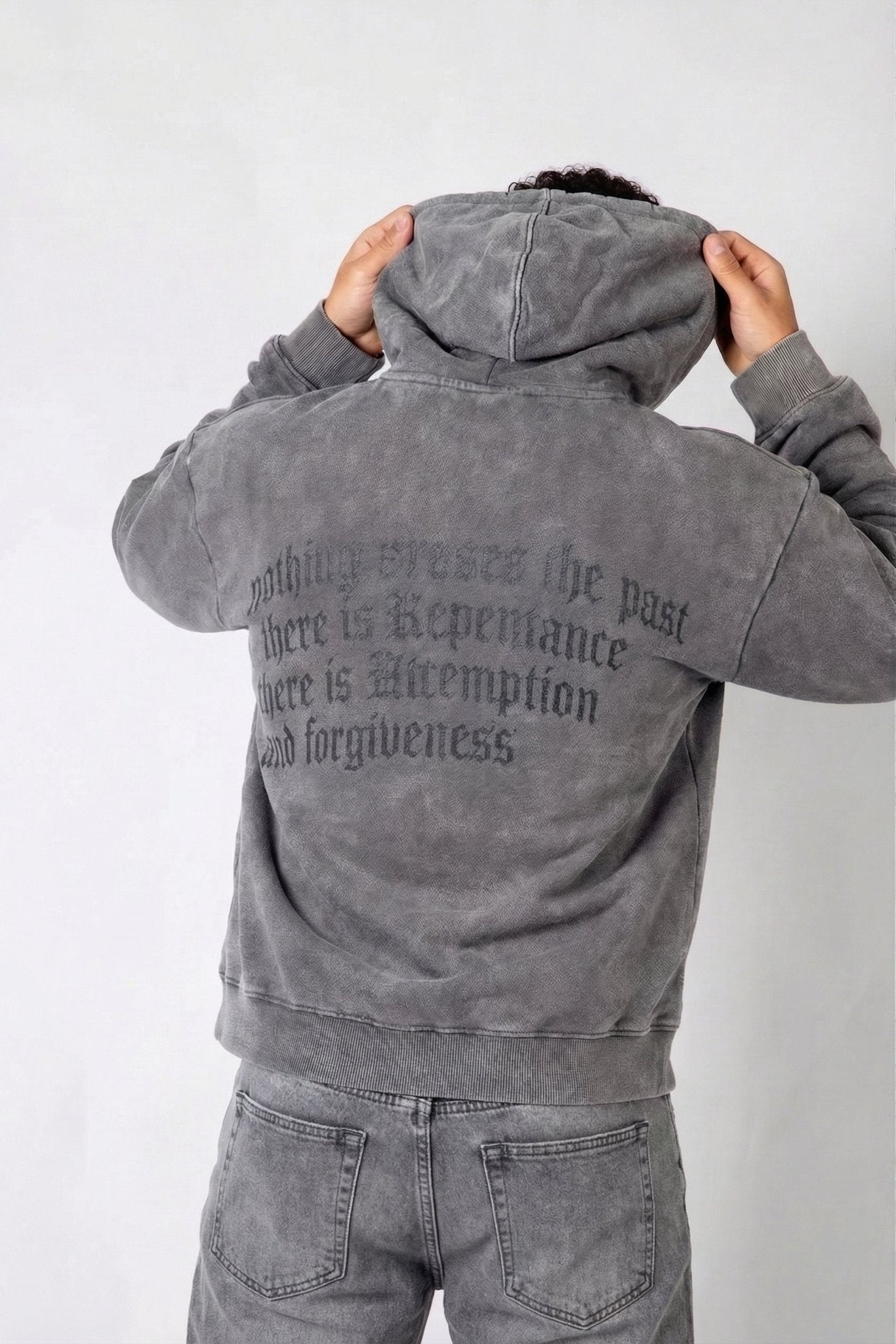 LNP Acid Grey Faded Text Hoodie - Liquor n Poker