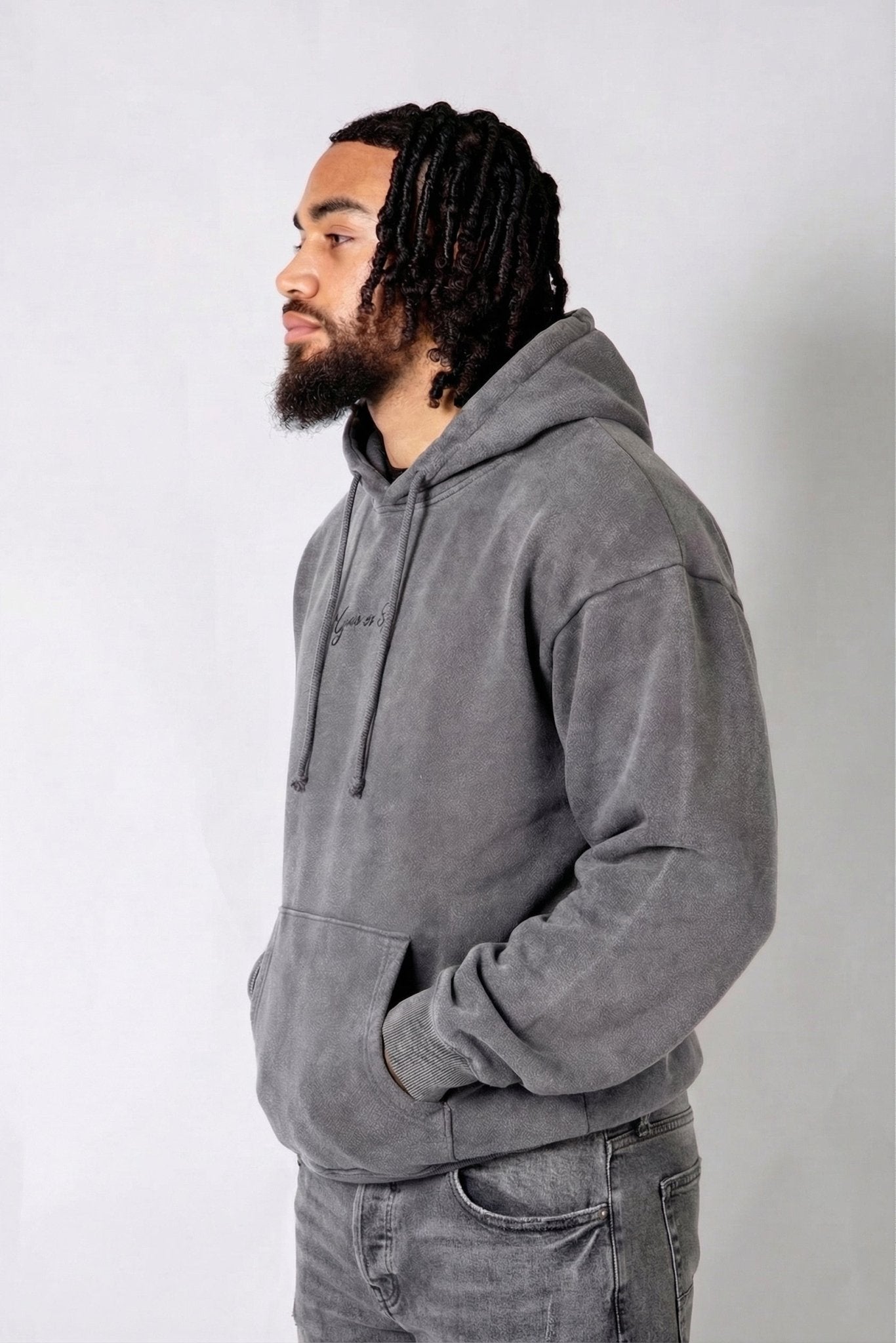LNP Acid Grey Faded Text Hoodie - Liquor n Poker