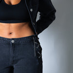 LNP baggy chain detail jean in black - Liquor n Poker