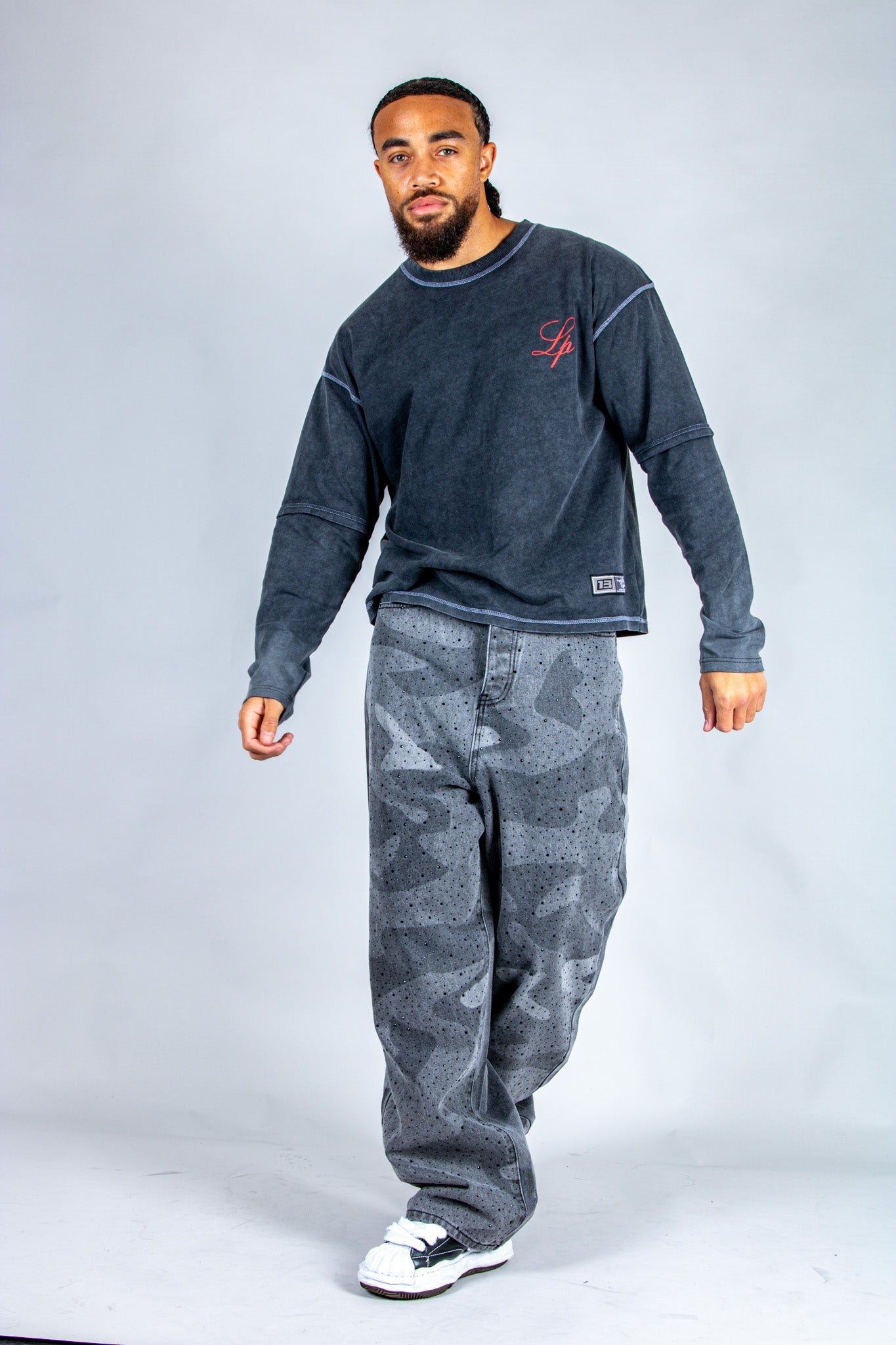 LNP baggy fit denim jeans in tonal camo - Liquor n Poker