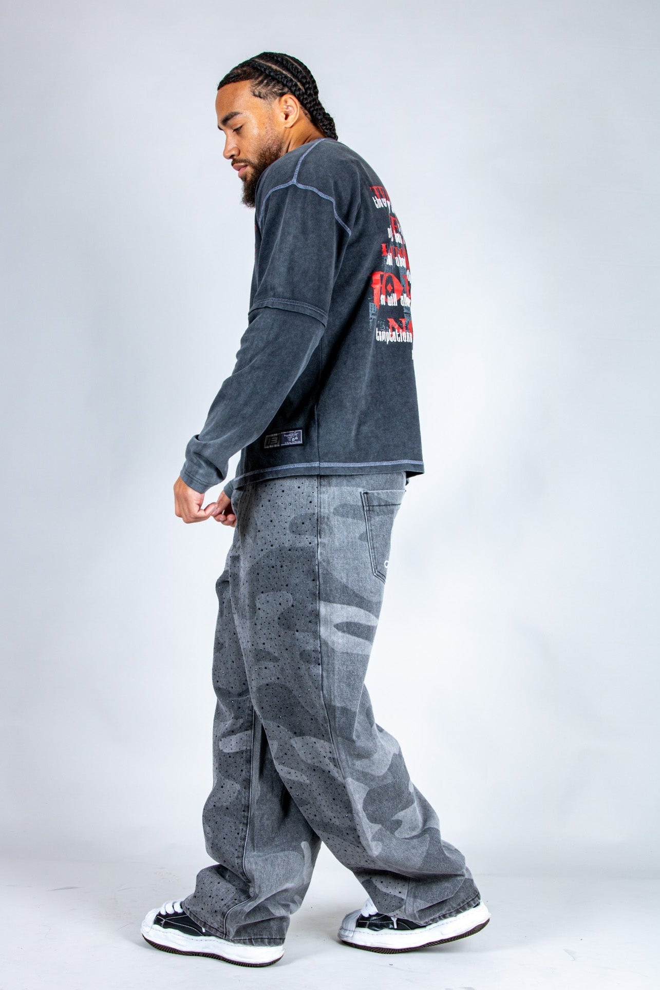 LNP baggy fit denim jeans in tonal camo - Liquor n Poker