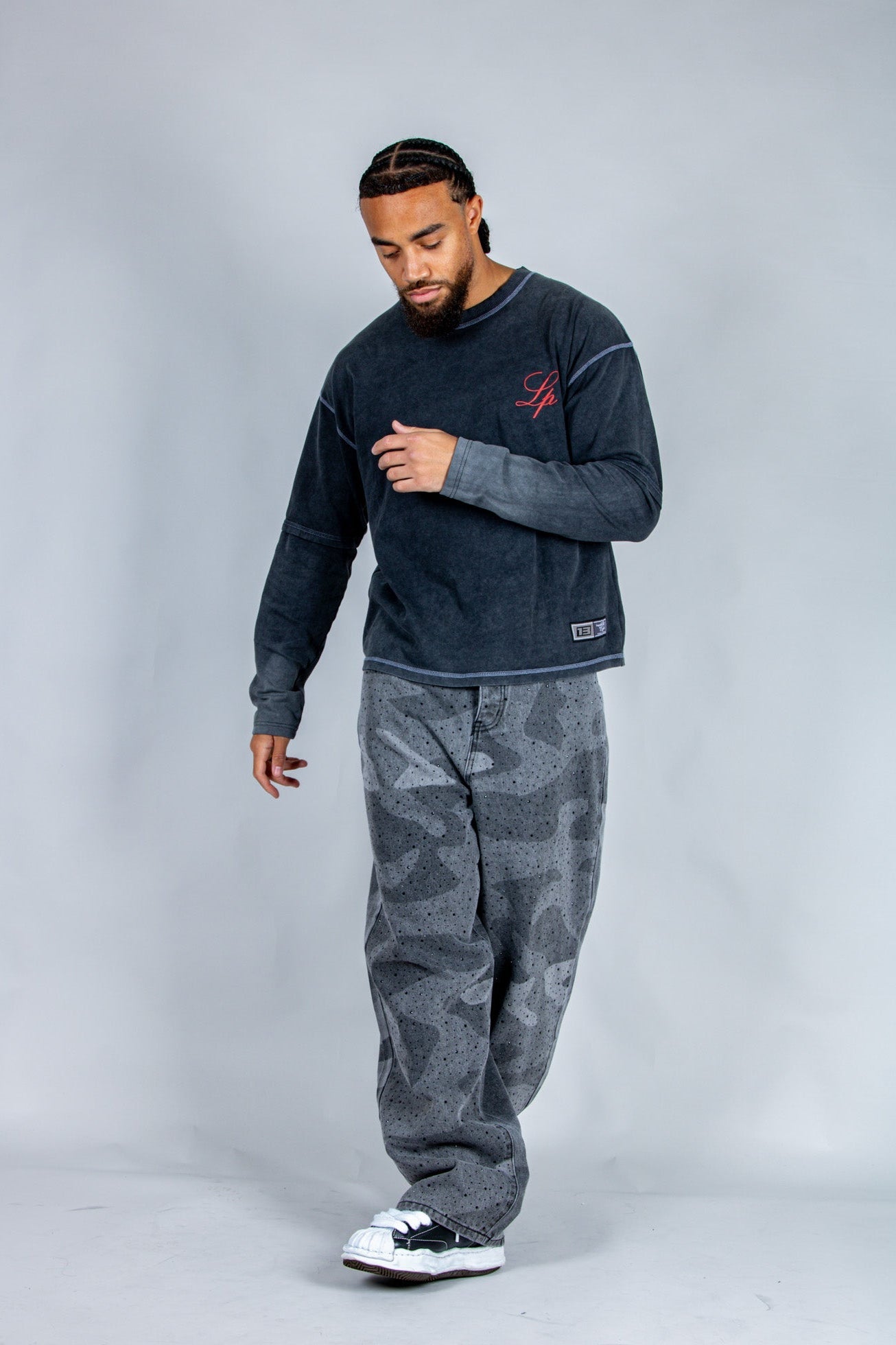 LNP baggy fit denim jeans in tonal camo - Liquor n Poker