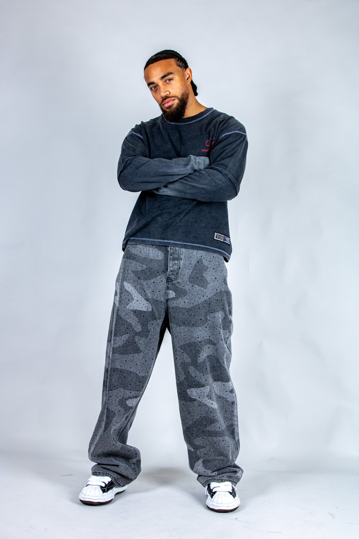 LNP baggy fit denim jeans in tonal camo - Liquor n Poker