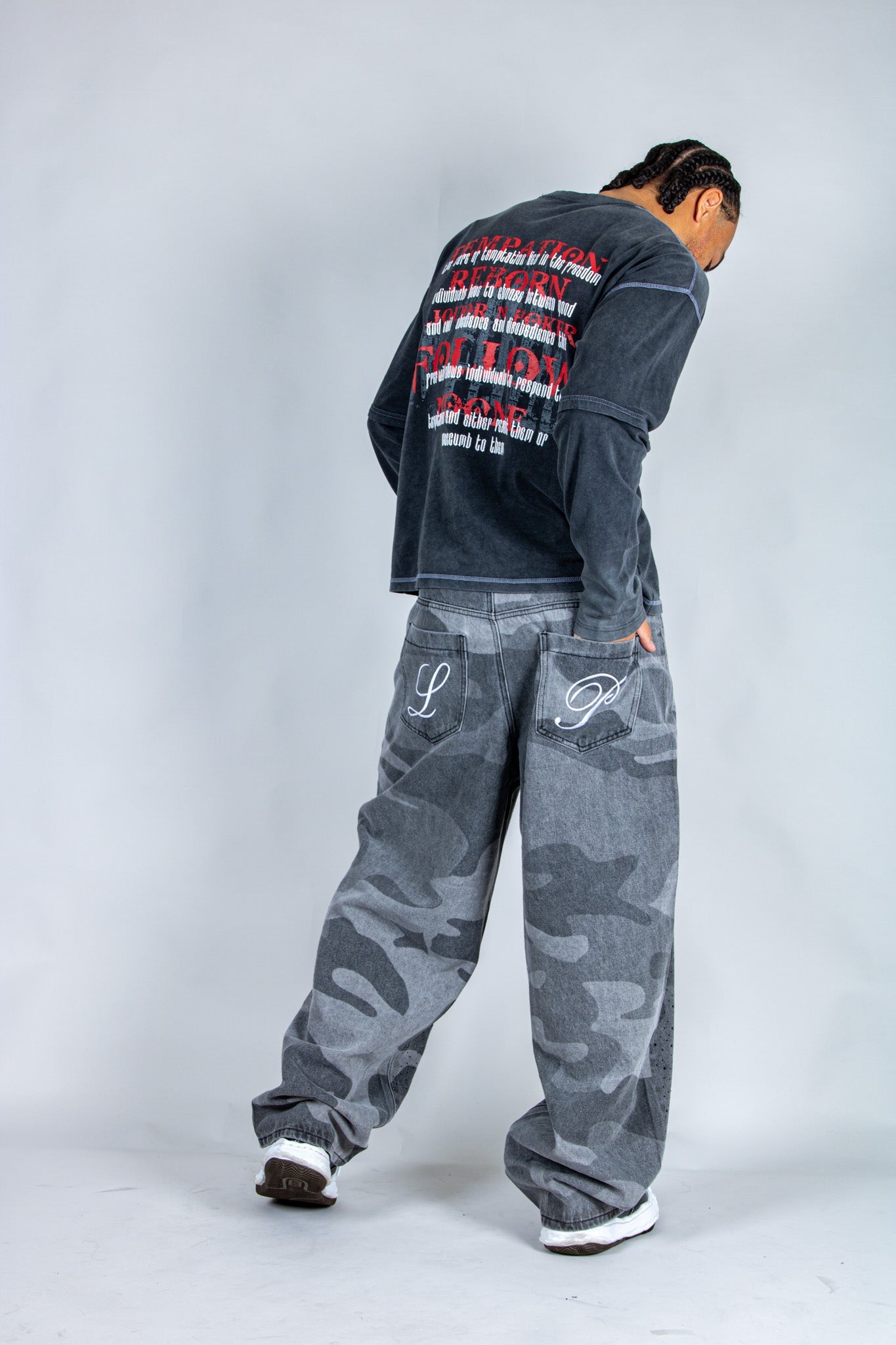 LNP baggy fit denim jeans in tonal camo - Liquor n Poker