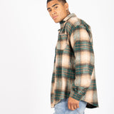 LNP Beige Green Utility Flannel Overshirt - Liquor n Poker