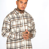 LNP BEIGE ZIP - UP FLANNEL SHIRT - Liquor n Poker