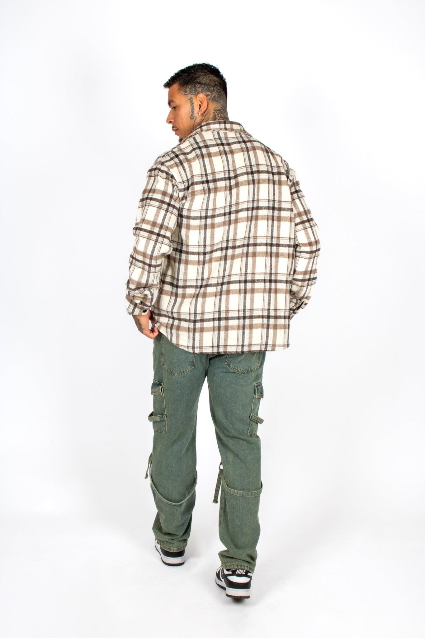 LNP BEIGE ZIP - UP FLANNEL SHIRT - Liquor n Poker