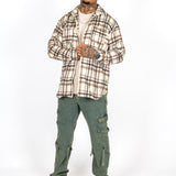 LNP BEIGE ZIP - UP FLANNEL SHIRT - Liquor n Poker