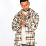 LNP BEIGE ZIP - UP FLANNEL SHIRT - Liquor n Poker