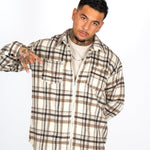 LNP BEIGE ZIP - UP FLANNEL SHIRT - Liquor n Poker