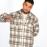 LNP BEIGE ZIP - UP FLANNEL SHIRT - Liquor n Poker