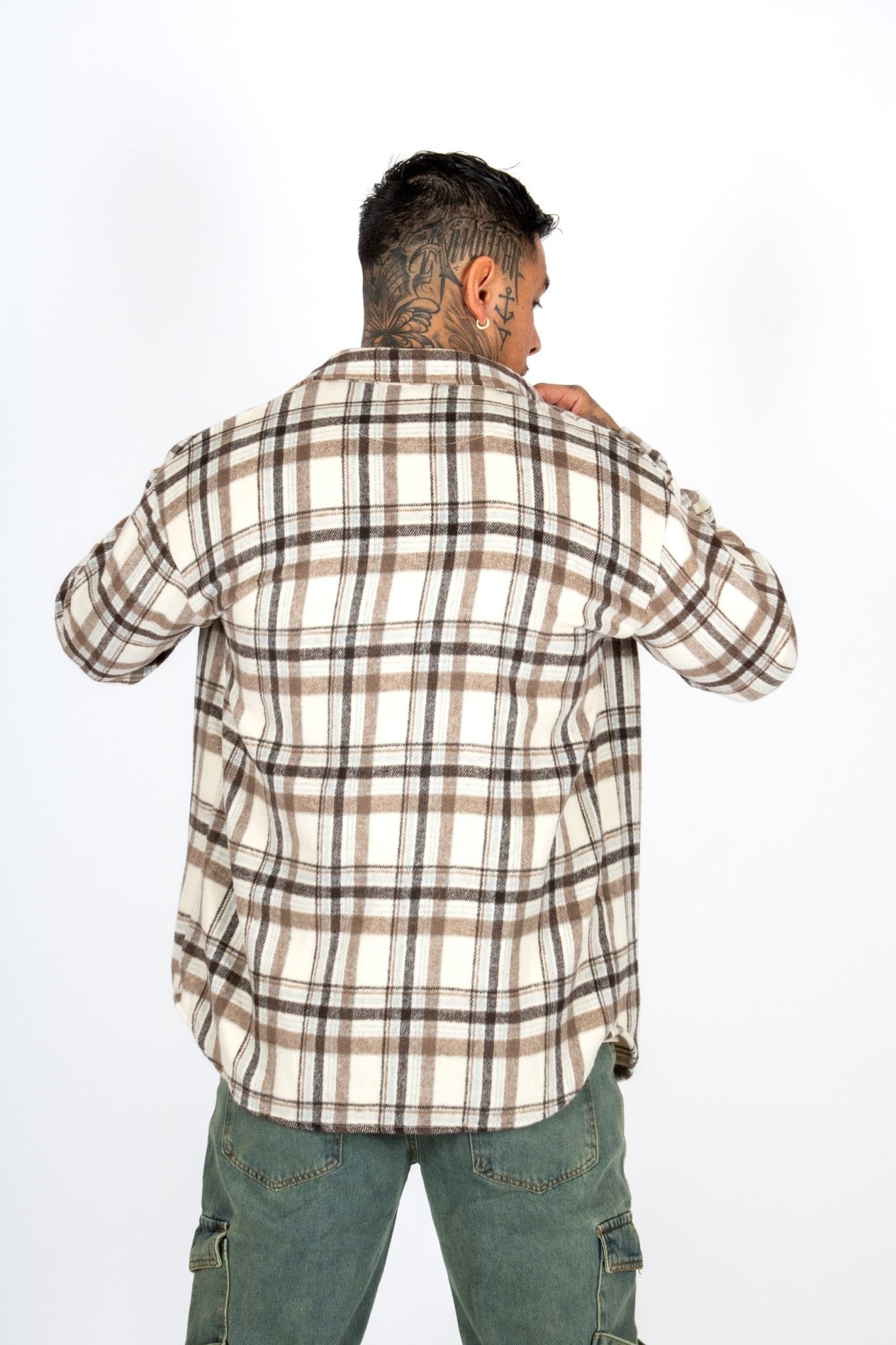 LNP BEIGE ZIP - UP FLANNEL SHIRT - Liquor n Poker