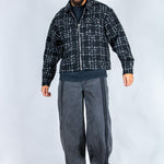 LNP black check boxy zip through shirt in boucle - Liquor n Poker