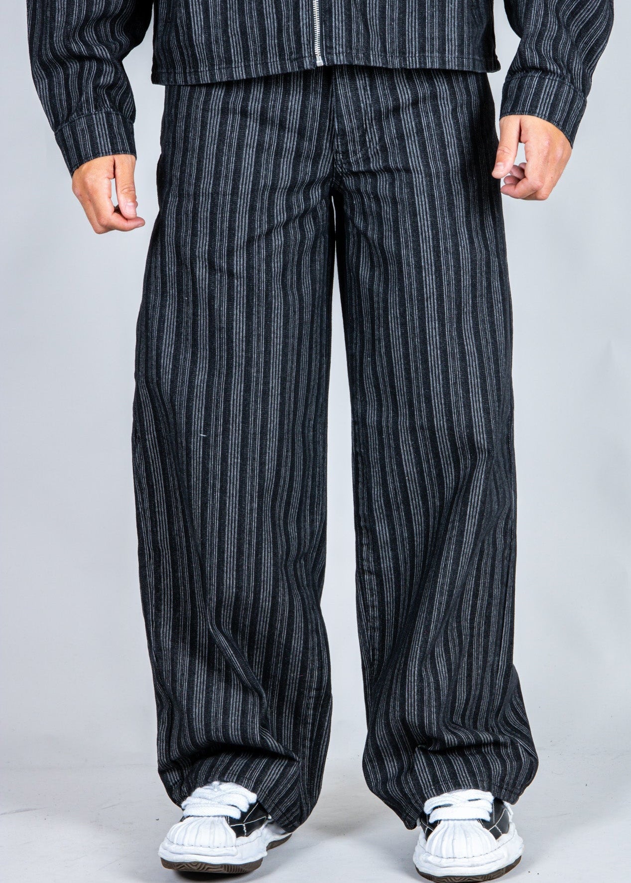 LNP black pinstripe relaxed baggy jean - Liquor n Poker