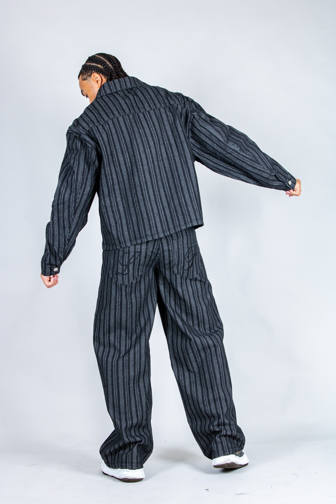 LNP black pinstripe relaxed baggy jean - Liquor n Poker