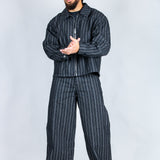 LNP black pinstripe relaxed baggy jean - Liquor n Poker