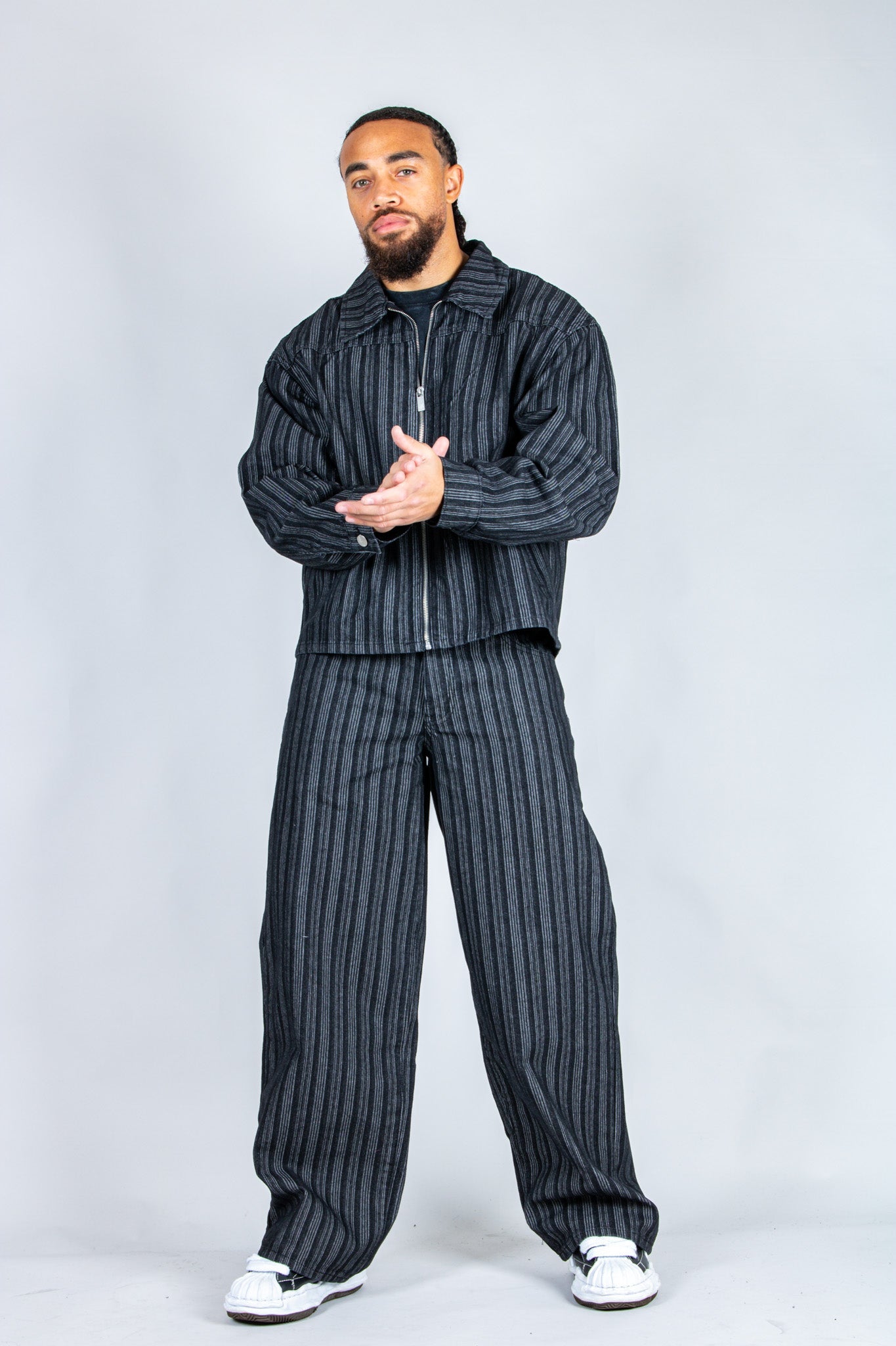 LNP black pinstripe relaxed baggy jean - Liquor n Poker