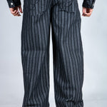 LNP black pinstripe relaxed baggy jean - Liquor n Poker