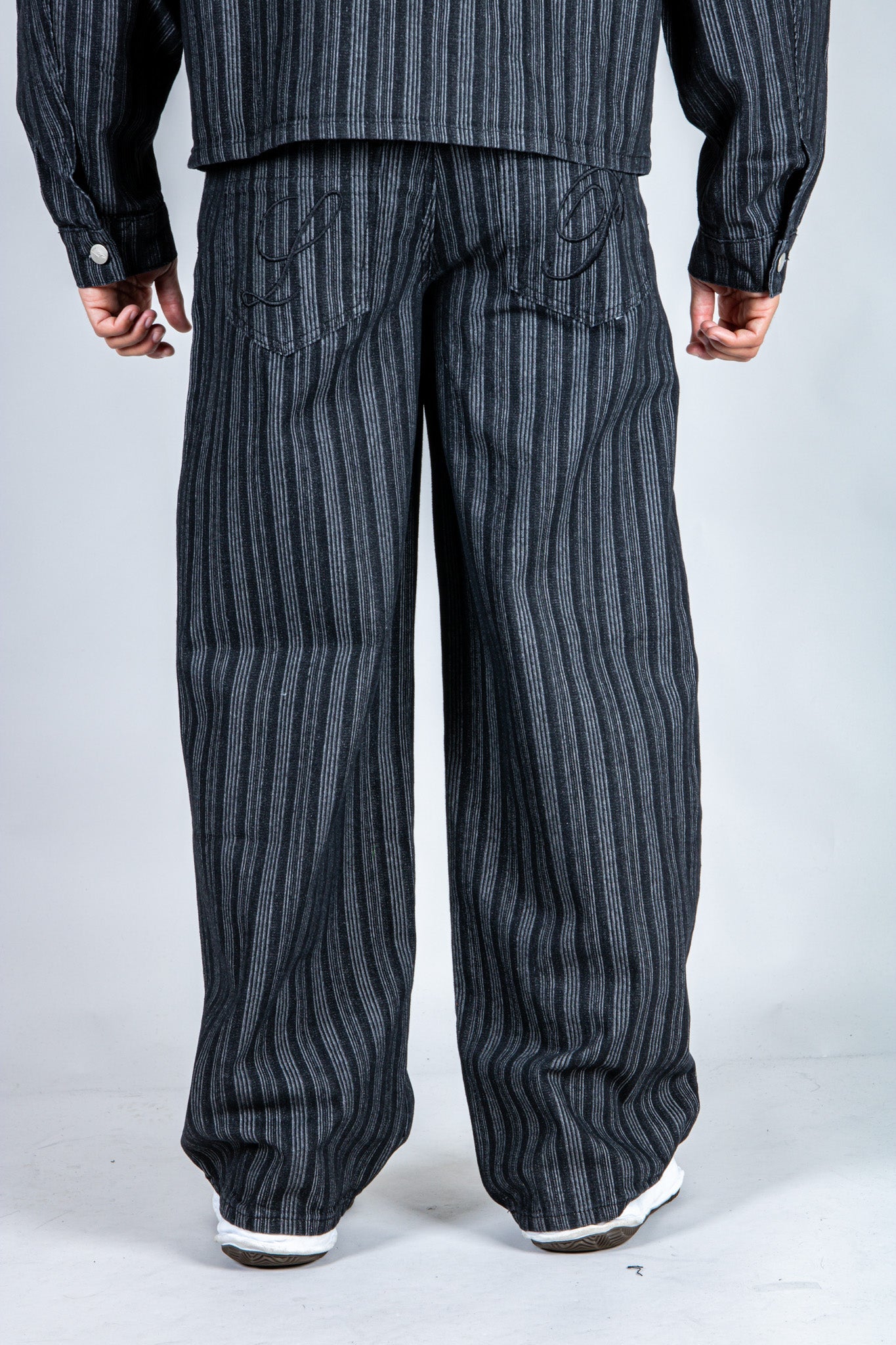 LNP black pinstripe relaxed baggy jean - Liquor n Poker