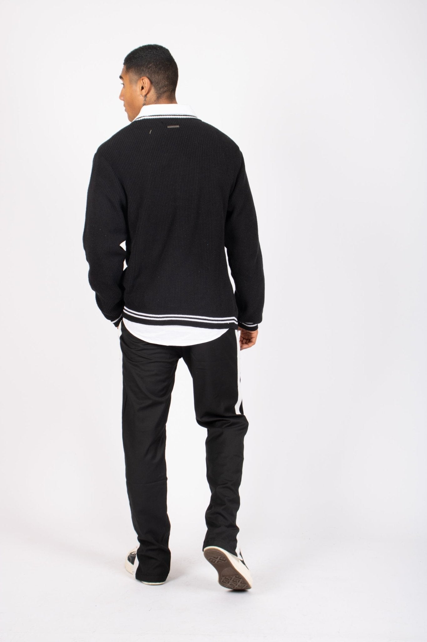 LNP BLACK VARSITY KNIT CARDIGAN - Liquor n Poker