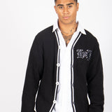LNP BLACK VARSITY KNIT CARDIGAN - Liquor n Poker