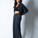 LNP boxy denim chain detail jacket - Liquor n Poker