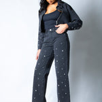 LNP boxy embellished denim jacket in black - Liquor n Poker