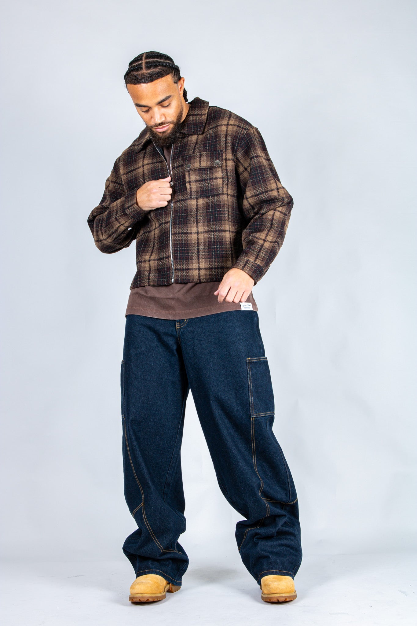 LNP brown boxy zip through shirt - Liquor n Poker