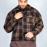 LNP brown boxy zip through shirt - Liquor n Poker