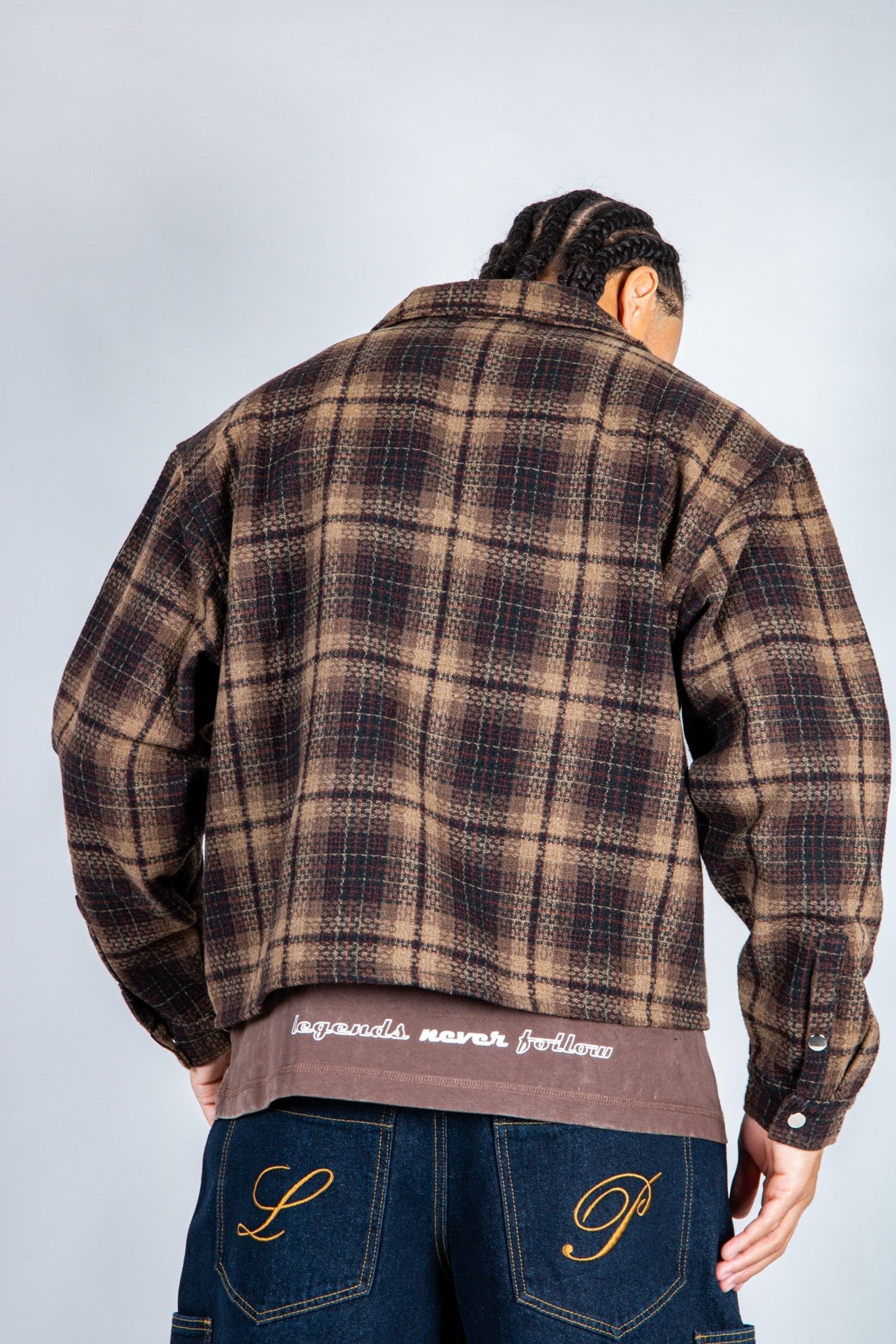 LNP brown boxy zip through shirt - Liquor n Poker