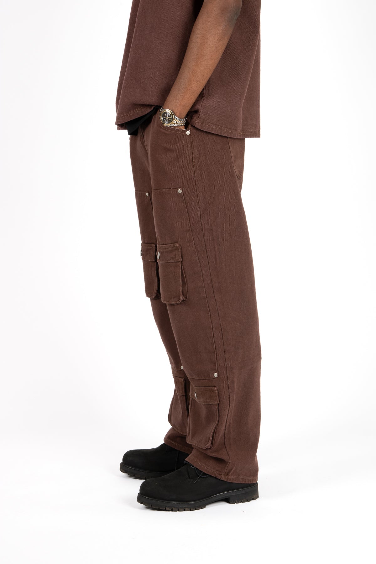 LNP BROWN DENIM CLASP CARGO - Liquor n Poker