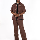 LNP BROWN DENIM CLASP CARGO - Liquor n Poker
