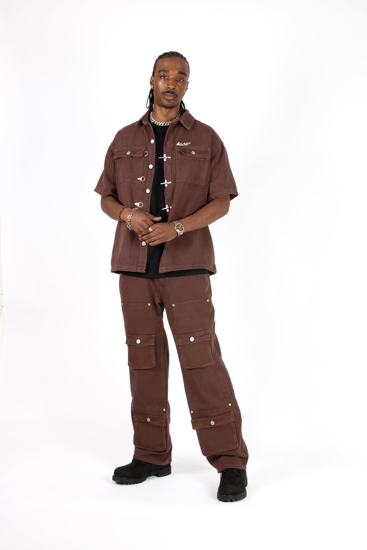 LNP BROWN DENIM CLASP CARGO - Liquor n Poker
