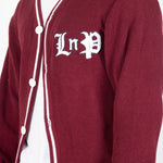 LNP BURGUNDY VARSITY KNIT CARDIGAN - Liquor n Poker