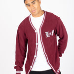 LNP BURGUNDY VARSITY KNIT CARDIGAN - Liquor n Poker