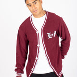 LNP BURGUNDY VARSITY KNIT CARDIGAN - Liquor n Poker