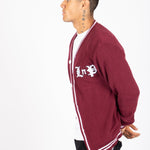 LNP BURGUNDY VARSITY KNIT CARDIGAN - Liquor n Poker