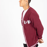 LNP BURGUNDY VARSITY KNIT CARDIGAN - Liquor n Poker