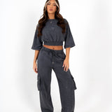 LNP CHARCOAL ESSENTIAL CROPPED TEE - Liquor n Poker