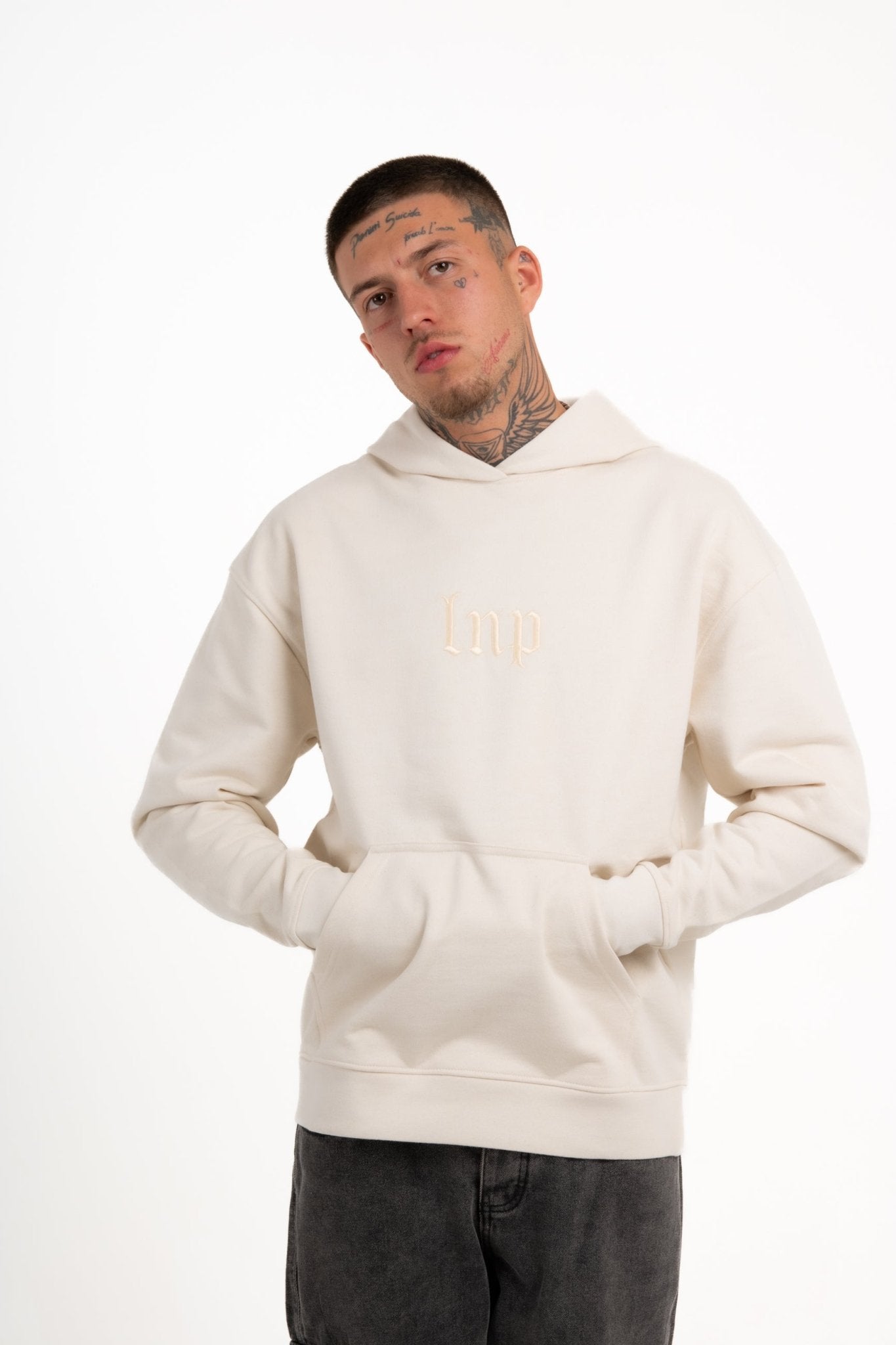 LNP CREAM RECYCLED REBEL HOODIE - Liquor n Poker